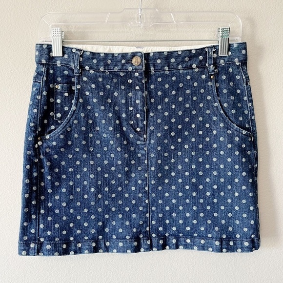 Crewcuts Girls Blue Polka Dot Denim Jean Skirt Size 14 - Picture 1 of 6